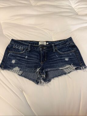 Abercrombie & Fitch Indigo Distressed Denim Cutoff Shorts